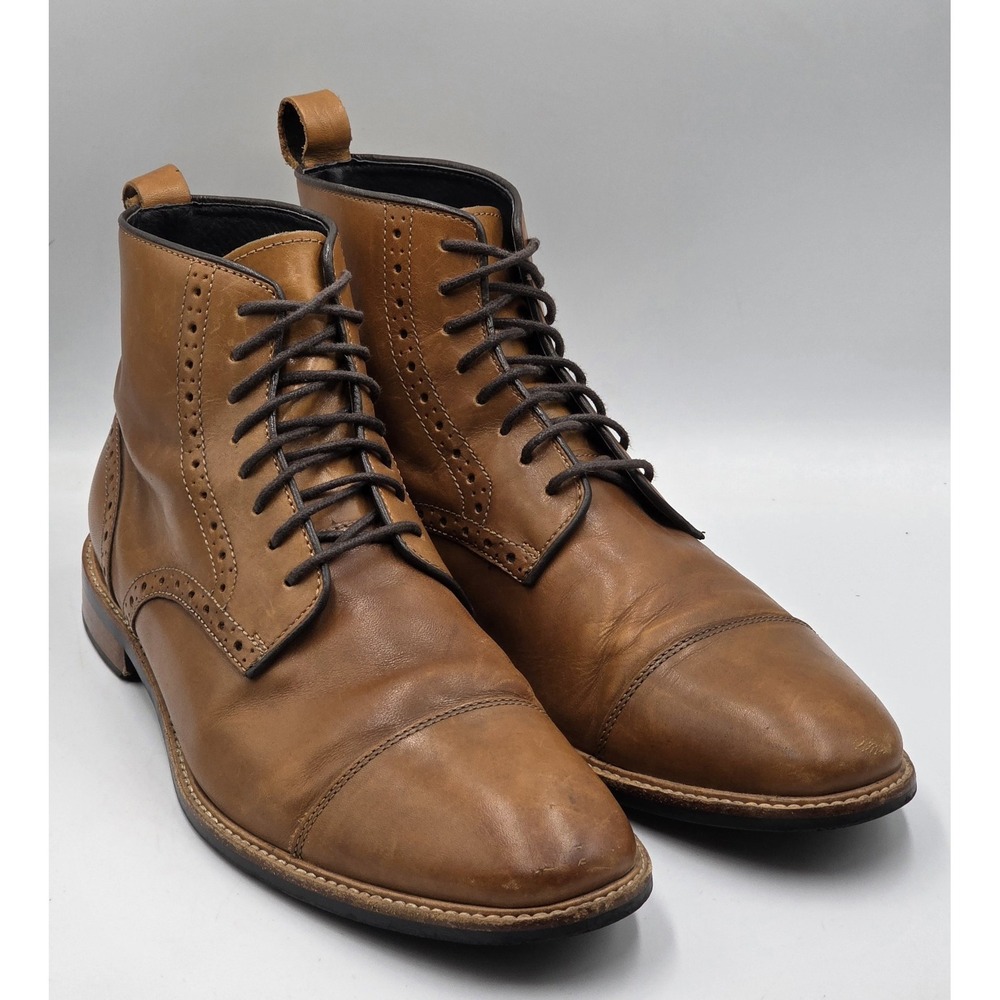 Gordon Rush Horton Brogue Ankle Boots Mens 9.5 Brown Leather Wingtip Lace Up
